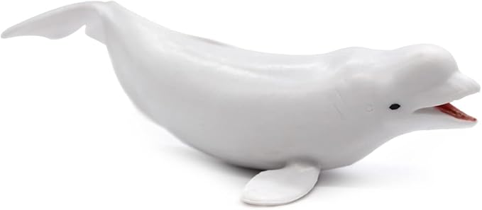 Solid Sea Animals Educational Toys,Simulation Ocean Shark Sea Creature Toy for Toddlers Kids (Middle Beluga)