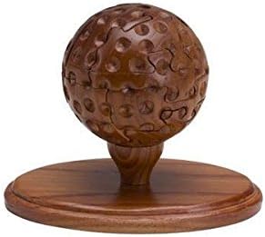 CHH 5.5" Medium Brown Wooden 3D Golf Ball Brain Teaser Puzzle