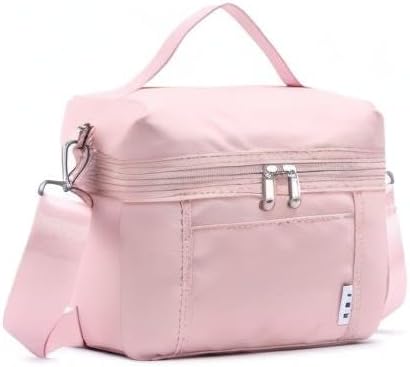 NOL Natural Organic Lifestyle Insulated Lunch Bags for Women Cooler Bag Lightweight Nylon Waterproof Lunch Box For Work (Medium, Pink)