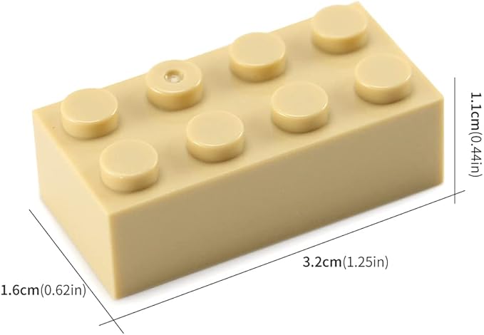 Feleph 2x4 Bricks Tan 320 Pieces Parts Khaki Classic Building kit Creative Play Set Basic Blocks Toy Accessories Compatible with 3001 Major Brands (Tan)