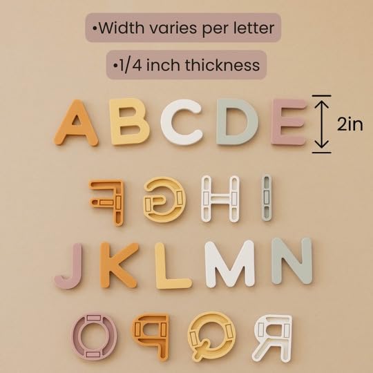 Neutral Silicone Alphabet Magnetic Letters, 26 Piece Non Toxic Learning Set, Perfect for Refrigerator, Whiteboard and Educational Activities