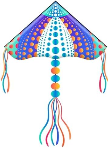 HONBO Large Delta Kite for Kids & Adults,Extremely Easy to Fly Kite for Beach Trip,String Line Included,with Colorful Tail,Perfect for Beginners