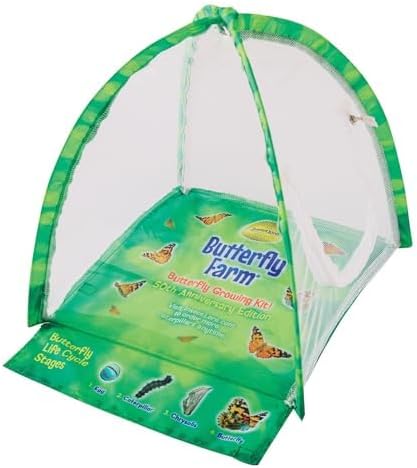 Insect Lore Live Butterfly Garden Growing Kit - 10 Live Baby Painted Lady Caterpillars - Dome Observation Habitat - Grow, Raise and Release Painted Lady Butterflies from The USA