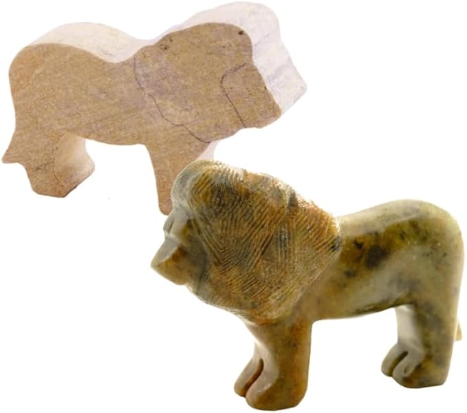 STUDIOSTONE CREATIVE DIY Arts & Crafts Carving Kit Kids Adults Safari Set of 3 Sculpture Soapstone