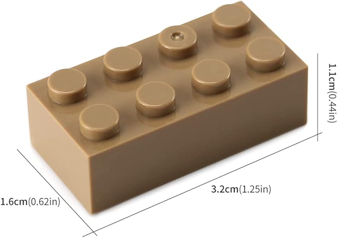Feleph 2x4 Bricks 320 Pieces Dark Tan Classic Parts Building kit Creative Play Set Blocks Toy Accessories Compatible with 3001 Major Brands (Dark Tan)
