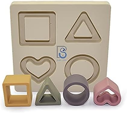 Baby Step Beige Silicone Shape Sorter Puzzle for Toddlers 6-24 Months - Montessori Educational Toy - Enhances Color Recognition & Fine Motor Skills - Beige
