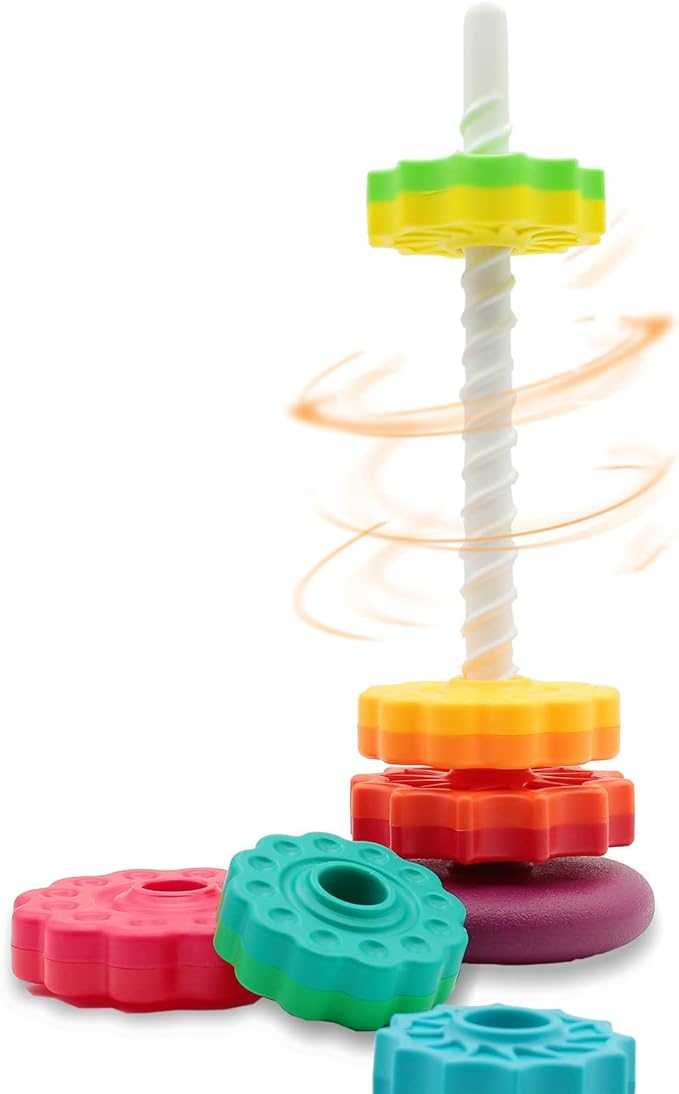 Baby Spin Stack Toy,Premium Stacking Toy for Kids, Spinning Stacking Toy for Babies and Toddlers,Educational Toddler Learning Toy,Baby 1 2 3 Birthday Gifts,Autism Sensory Spinning Toy