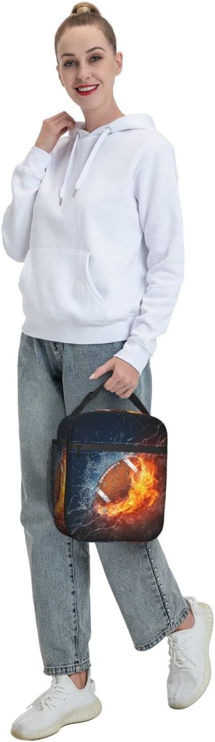 Ice Fire Football Reusable Lunch Box Insulated LunchBox Cooler Lunch Bag