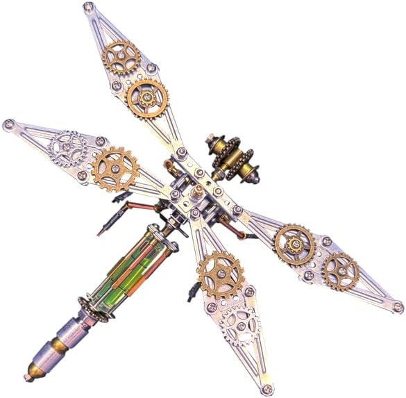 Steampunk Metal Insect Bug Mechanical Steampunk Sculpture Steampunk Mechanical Insect Clockwork 3D Steampunk Metal Puzzle Kits for Adults (Mechanical Dragonfly D)