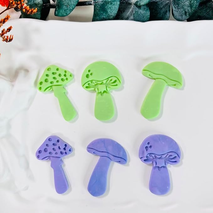 3pcs Mushroom Clay Cutters – Polymer Clay Cutters for Earrings, Textured Clay Molds, Clay Tools for Polymer Clay Jewelry Making