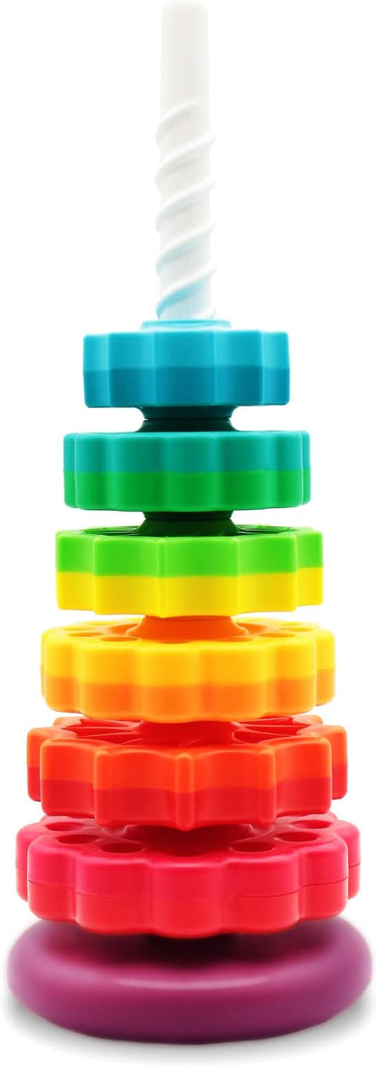 Baby Spin Stack Toy,Premium Stacking Toy for Kids, Spinning Stacking Toy for Babies and Toddlers,Educational Toddler Learning Toy,Baby 1 2 3 Birthday Gifts,Autism Sensory Spinning Toy