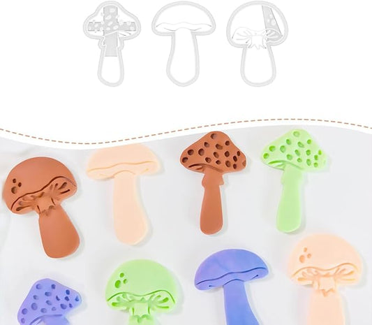 3pcs Mushroom Clay Cutters – Polymer Clay Cutters for Earrings, Textured Clay Molds, Clay Tools for Polymer Clay Jewelry Making