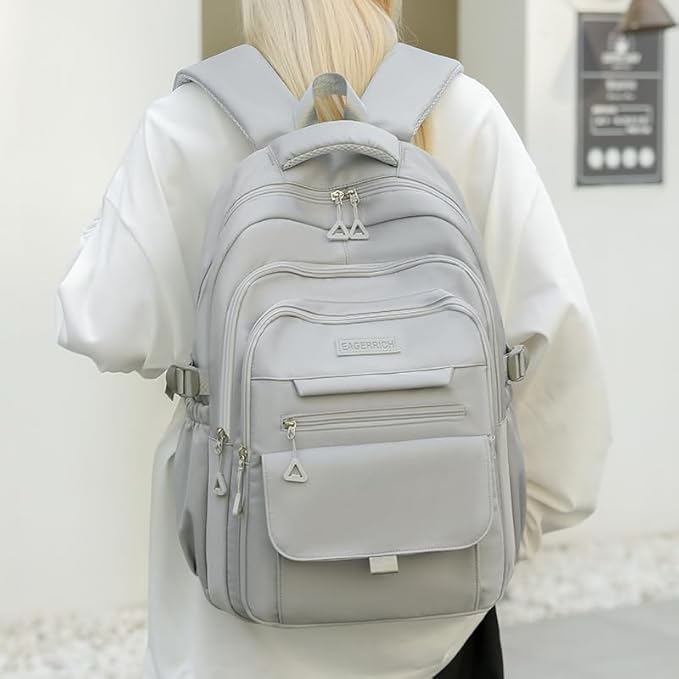 School Cute Aesthetic Backpack Girls Backpack for Students Kids Teen Girls Large Capacity Bookbags College Backpacks Laptop Lightweight Bookbag Casual Travel Daypacks School Bag(Grey)