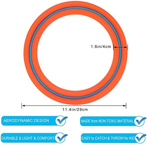 JEEFUD Flying Disc for Kids Adults 11 inch Flying Ring, 2 Pack Beach Backyard Sports Play Soft Discs,Best Sport Outdoor Tossing Toy Gift for 4+ Year Old Boys Girls Family
