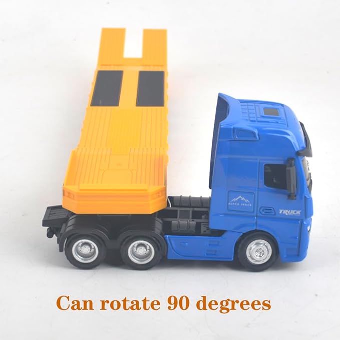 Ailejia Flatbed Truck Trailer Vehicles Toys Big Heavy Duty Tractor Flat Trailer Low Boy Transport Semi Trailer Tractor Truck Metal Construction Vehicle Models Toys for Kids (Flattrailer)