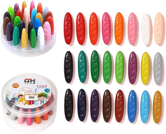 Peanut Crayons for Kids, 24 Colors Washable Toddler Non-Toxic Baby for ages 3-5, 5-8, 4-8, Coloring Art Supplies, Gift for Boys and Girls Back to School