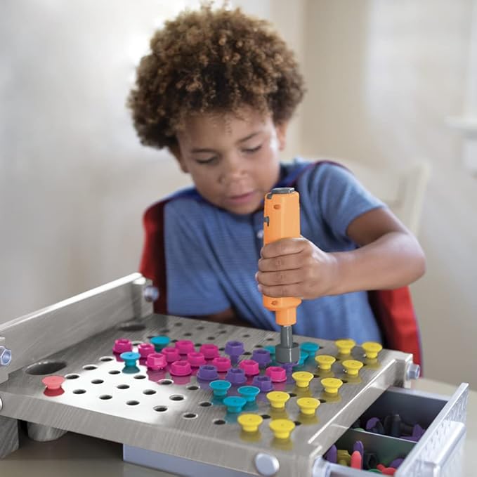 Educational Insights Design & Drill My First Workbench (Gray) Supports STEM Learning, Ages 3 and Up, (125+ Pieces)