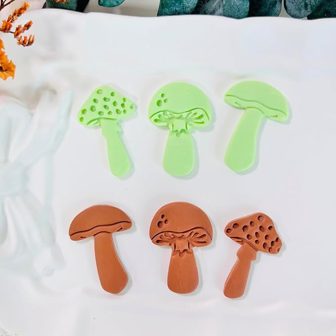 3pcs Mushroom Clay Cutters – Polymer Clay Cutters for Earrings, Textured Clay Molds, Clay Tools for Polymer Clay Jewelry Making