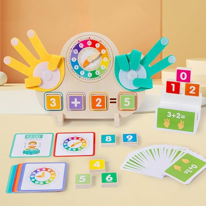 Montessori Toys for Toddlers age 2-4 ,Educational Clock Time Math Manipulatives Number Counting Blocks for Kids ,Preschool Learning Toys 3 4 5 Year Old for Birthday Stocking Stufferas for Boys Girls