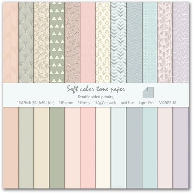 12"X12" Boho Scrapbook Paper, Double sided printing 13.76 oz/390 g, 24 Sheets DIY Origami Decorative Craft for Card Making Background Origami Decopage Decorative Scrapbooking Supplies (Boho1)