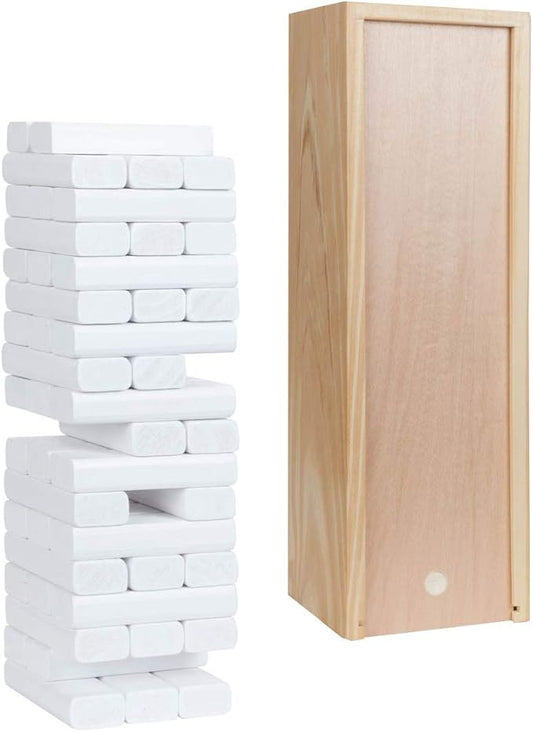 WE Games Wooden Block Stacking Party Game for Adults, Tumble Tower Wedding Guest Book Alternative, Tabletop Games, Includes Storage Case, 12 inches