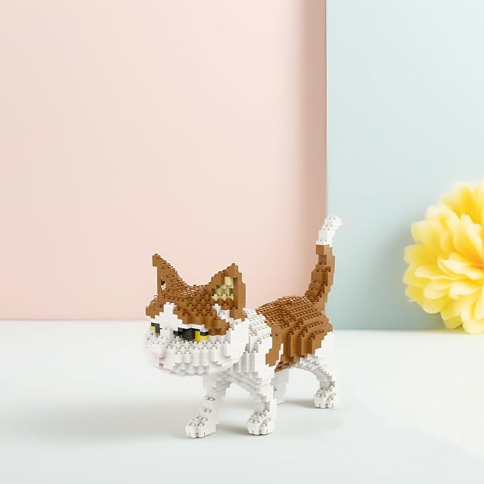 Larcele Cat Mini Building Blocks Animal Set, DIY Micro 3D Building Toy Bricks,1390 Pieces KLJM-05(Cat, Model 4945)