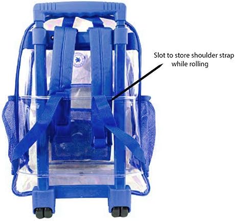 K-Cliffs Rolling Clear Backpack Heavy Duty Bookbag Quality See Through Workbag Travel Daypack Transparent School Book Bags w/Wheels