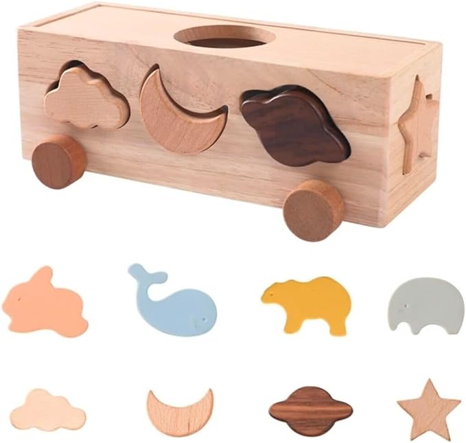 Wooden Toy Activity Center,Shape Sorter, Puzzles, Colorful Blocks, Educational Playset for Toddlers 2+