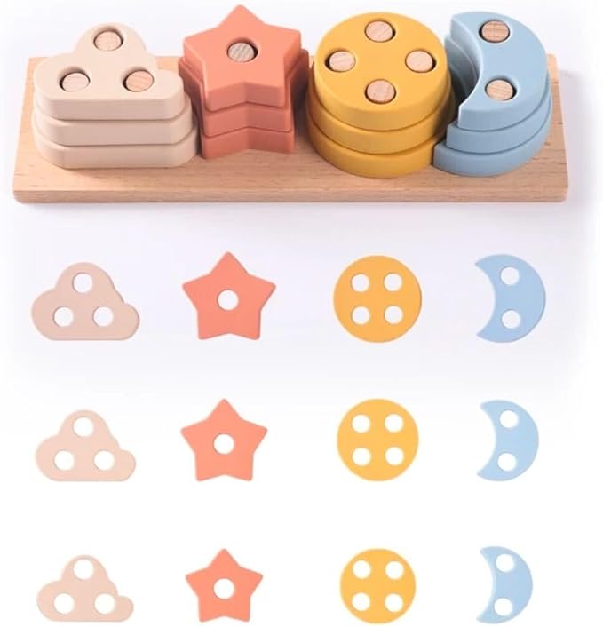 Wooden Toy Activity Center,Shape Sorter, Puzzles, Colorful Blocks, Educational Playset for Toddlers 2+