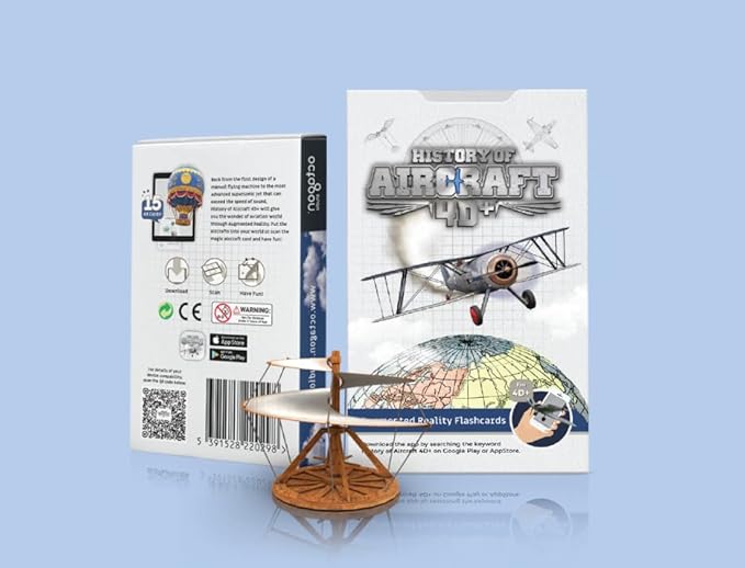 4D+ Augmented Reality Flashcards for Kids – Educational STEM Cards with Free App – Interactive Learning for Ages 4+ (Aircraft 4D+)