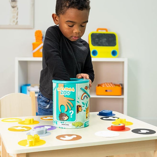 Fat Brain Toys Feel & Match Zoo - Fine Motor & Tactile Perception Preschool Game