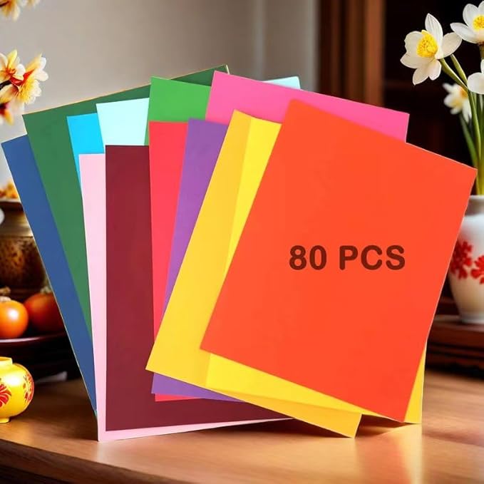 80 Sheets Colored Cardstock Paper 20 Assorted Colors, 8.5” x 11” Colorful Card Stock Printer Paper 200 GSM A4 Cardstock Colored Paper for Card Making, Kids Craft, Scrapbooking, Party Decor.