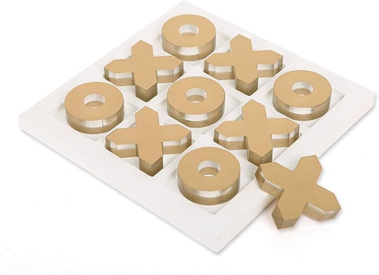 NIKKY HOME Acrylic Tic Tac Toe Wood Board Game Classic Coffee Table Decor Decorative Wooden Travel Game for Family, Gold