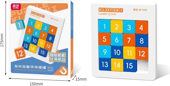 LiangCuber QY Toys Macaron Color 4x4 Klotski Puzzle Magnetic Sliding Number Puzzle,15-Digit Version ABS Brain Teasers Toy Tangram Jigsaw Intelligence (2024 Edition)