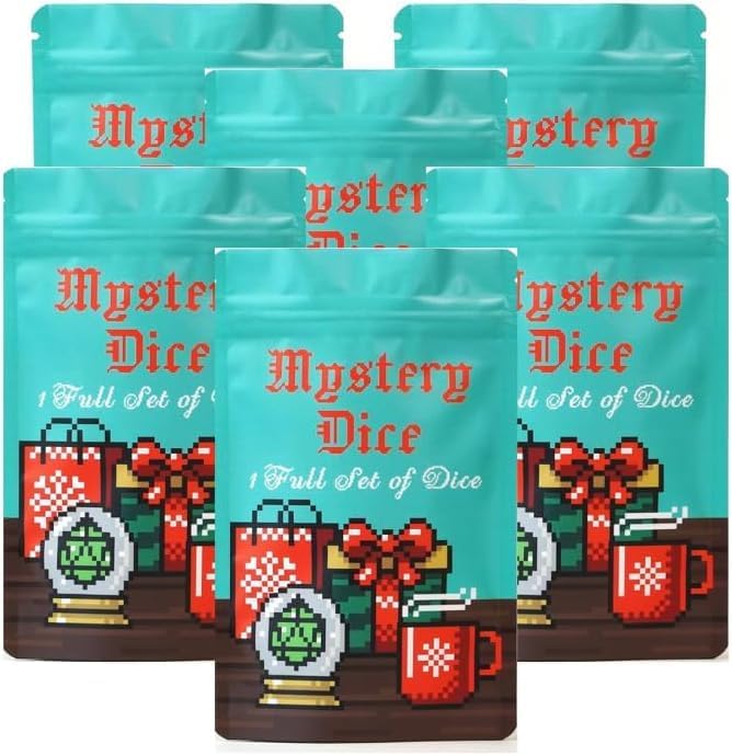 1985 Games Holiday Mystery Dice Bag - Wide Range of Patterns for Gaming, Role Playing, Table Games (Pack of 6)