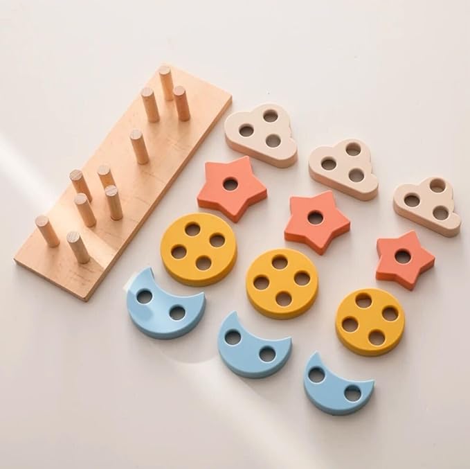 Wooden Toy Activity Center,Shape Sorter, Puzzles, Colorful Blocks, Educational Playset for Toddlers 2+