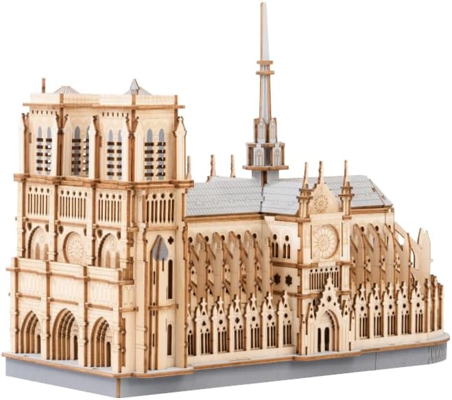 3D Wooden Puzzle for Adults — Notre Dame de Paris Cathedral Model Building Sets, DIY Craft Kits, Unique Gift and Home Decor for Architecture Enthusiast (330PCS)