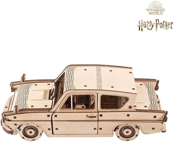 UGEARS Wooden 3D Puzzles for Adults - Flying Ford Anglia Harry Potter Puzzle 3D – Harry Potter Flying Car Building Kits for Adults DIY Model Kit with Spring Drive 244 Pcs