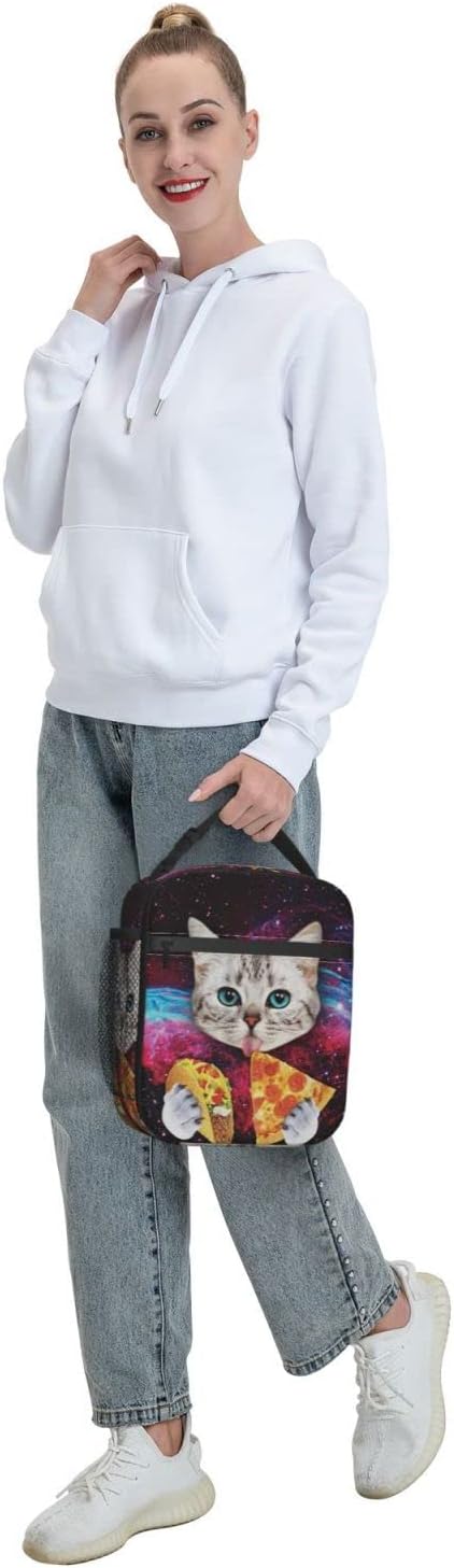 Galaxy Taco Cat Pizza Reusable Lunch Box Insulated LunchBox Cooler Lunch Bag