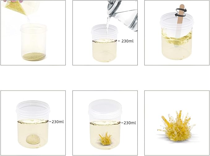 Crystal Growing Kit for Kids, Yellow DIY Crystal Science Experiment Set, Grow Your Own Crystals, STEM Educational Chemistry Kit for Boys & Girls Ages 6-12, Fun Science Lab Gift for Kids