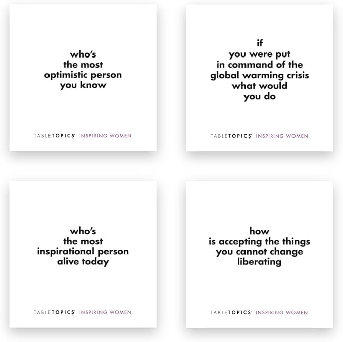 TableTopics Inspiring Women Question Card Game - 135 Conversation Starter Cards with Inspirational Quotes and Prompts for Discussions About Female Role Models, Perfect for Girls’ Nights