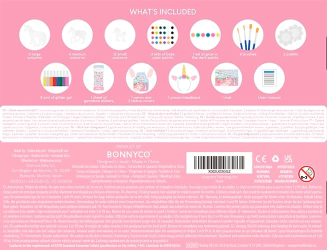 BONNYCO Unicorns Gifts for Girls Painting Kit with 18 Figurines Painting for Kids with Glow in The Dark | Girl Toys 3 4 5 6 7 8 9 10 Years Crafts Kids Gifts Birthday Christmas | Unicorn Toys Niรฑas