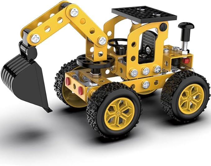 Sets Metal Assembly Toys Model Excavator Kits STEM Projects Model Car Kits to Build Jixin Xyzhi Birthday Gifts for Kids 8-16 Yellow
