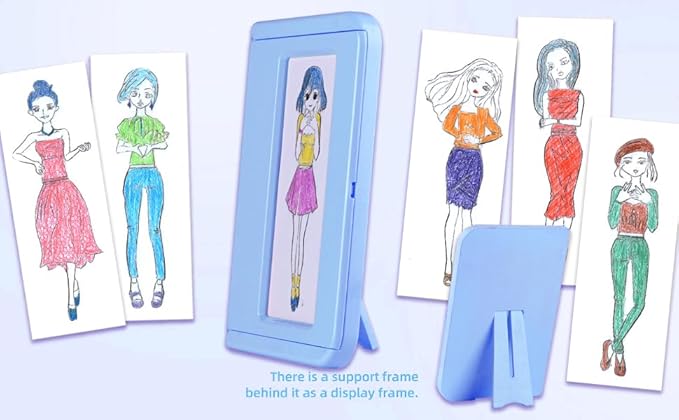 Kids Fashion Design Drawing Kit, 15 Double-Sided Rubbing Plates, Texture Art Set with Crayons, Colored Pencils, Paper & Frame, STEM Toys for Girls & Boys Ages 5+, Travel Art Supplies, Birthday Gift