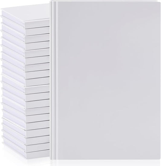 Henoyso 20 Pcs A5 Blank Notebooks Journals Bulk 100 Sheets/200 Pages Unlined Craft Notebooks Kraft Sketchbooks Hardcover for Writing Drawing for Gifts Students School Office, 8.3 x 5.7 in (White)