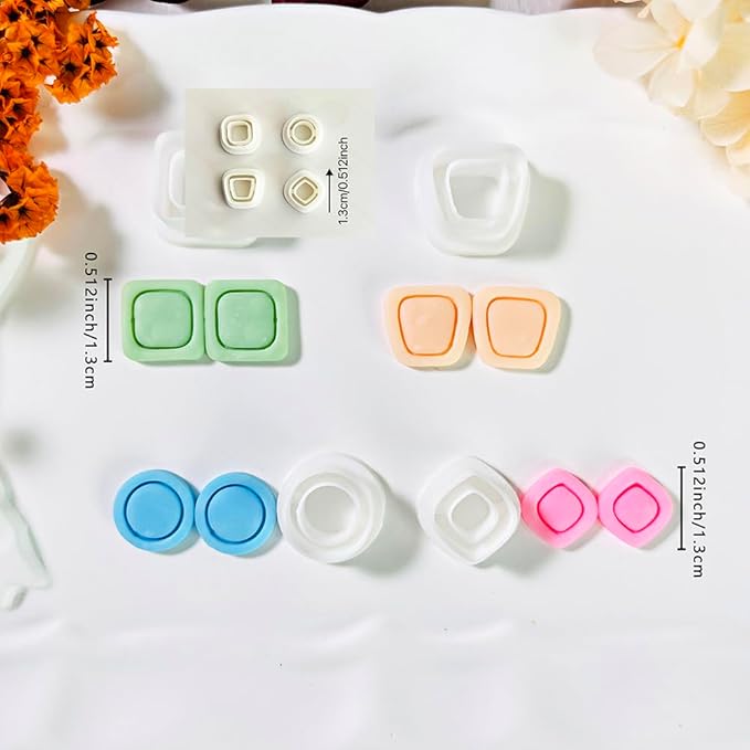 Polymer Clay Cutters Geometric Stud Earring Set – 4 Pairs Modern Clay Cutters for Polymer Clay Jewelry, Clay Tools and Molds for DIY Earrings