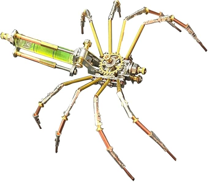 Metal Insect Bug Sculpture Steampunk Mechanical Insect Clockwork 3D Steampunk Metal Puzzle Kits for Adults (Mechanical Spider A)