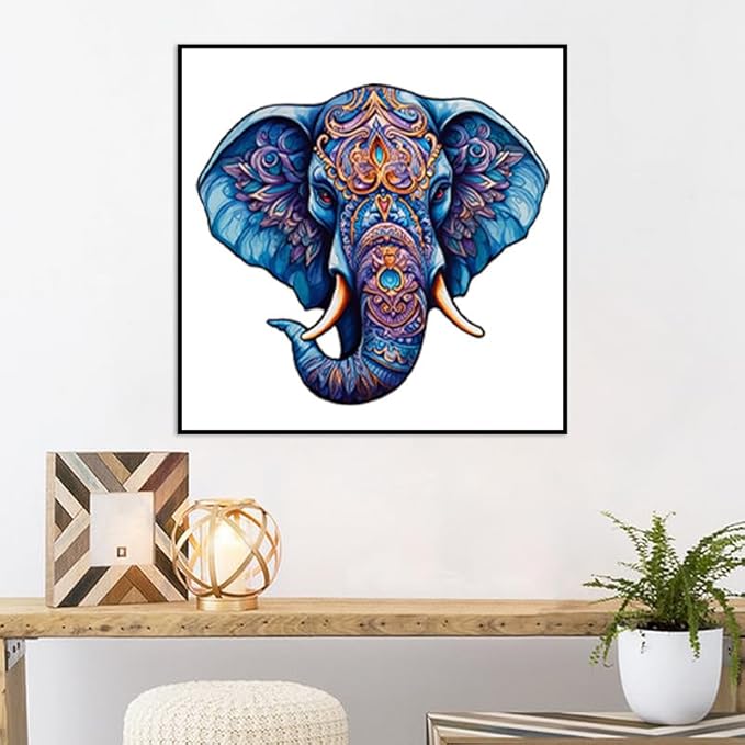 Wooden Puzzles for Adults, Elephant Wooden Jigsaw Puzzle, Unique Animal Shaped Puzzles, Premium Box Wood Cut Puzzles for Teens, Best Family Ideas (M-7.1 * 7.5in-84pcs)