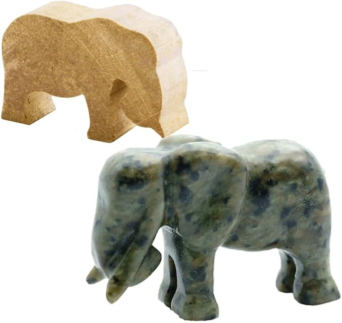 STUDIOSTONE CREATIVE DIY Arts & Crafts Carving Kit Kids Adults Safari Set of 3 Sculpture Soapstone
