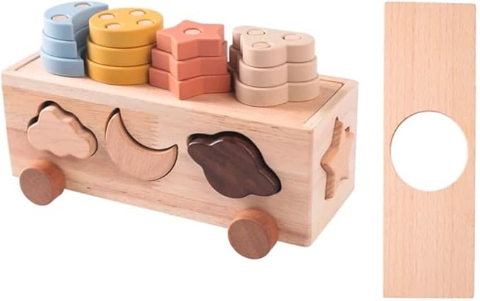 Wooden Toy Activity Center,Shape Sorter, Puzzles, Colorful Blocks, Educational Playset for Toddlers 2+